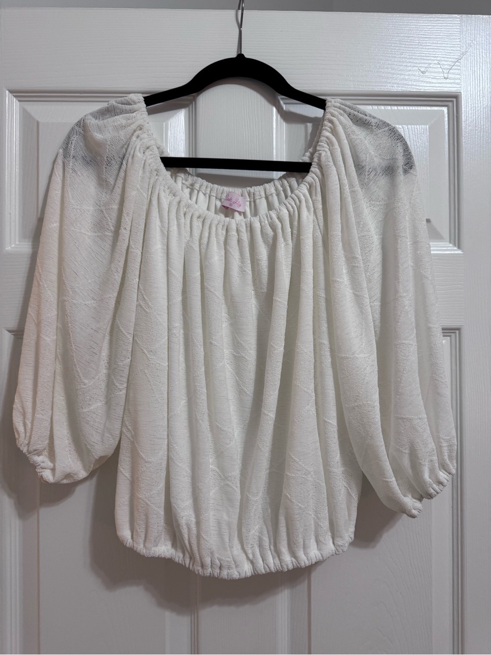 Pink Lily Off-Shoulder White Peasant Top